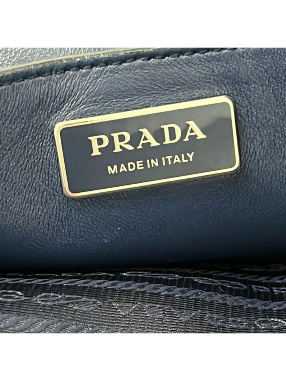 Prada Tote Navy Red White Striped Leather - Picture 8 of 13